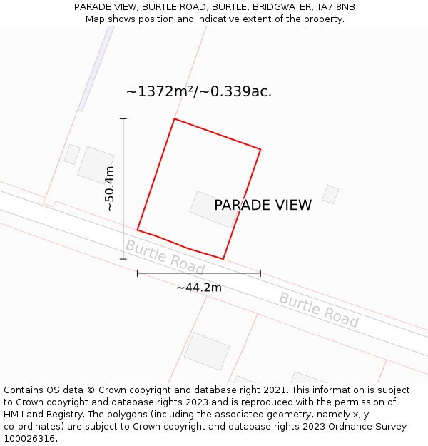 PARADE VIEW, BURTLE ROAD, BURTLE, BRIDGWATER, TA7 8NB: Plot and title map