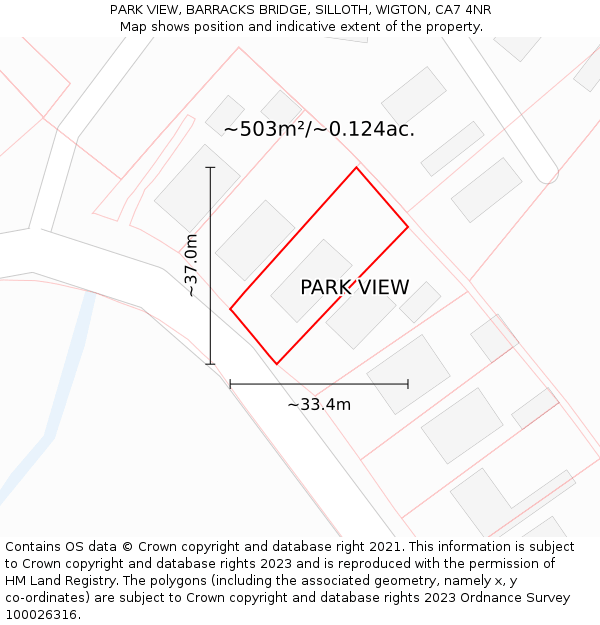 PARK VIEW, BARRACKS BRIDGE, SILLOTH, WIGTON, CA7 4NR: Plot and title map