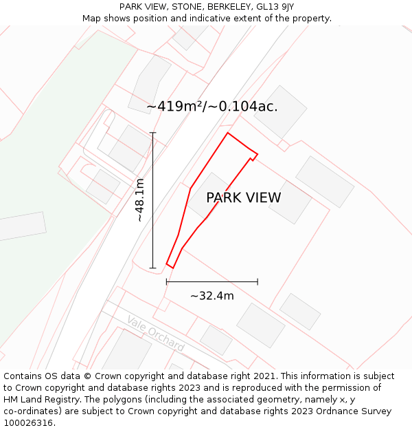 PARK VIEW, STONE, BERKELEY, GL13 9JY: Plot and title map