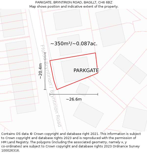PARKGATE, BRYNTIRION ROAD, BAGILLT, CH6 6BZ: Plot and title map