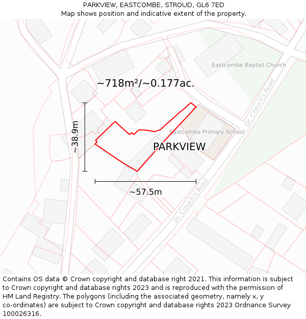PARKVIEW, EASTCOMBE, STROUD, GL6 7ED: Plot and title map