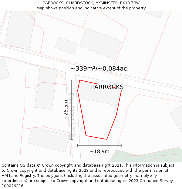 PARROCKS, CHARDSTOCK, AXMINSTER, EX13 7BW: Plot and title map
