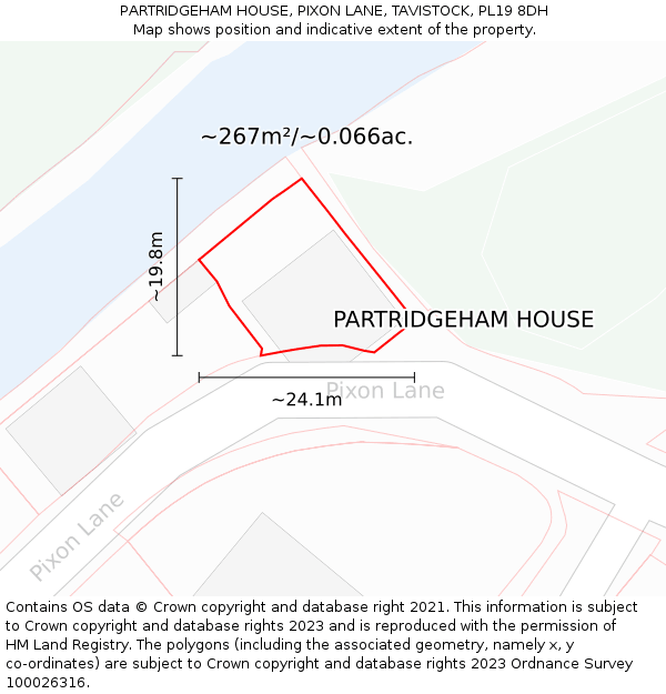 PARTRIDGEHAM HOUSE, PIXON LANE, TAVISTOCK, PL19 8DH: Plot and title map