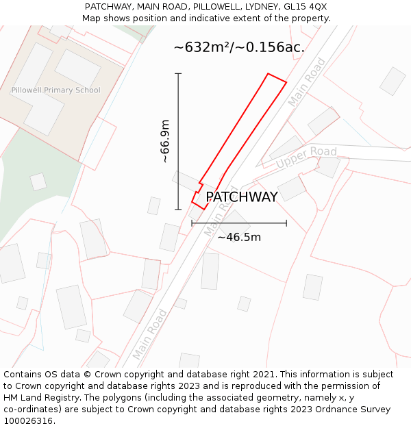 PATCHWAY, MAIN ROAD, PILLOWELL, LYDNEY, GL15 4QX: Plot and title map