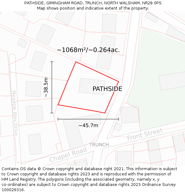PATHSIDE, GIMINGHAM ROAD, TRUNCH, NORTH WALSHAM, NR28 0PS: Plot and title map