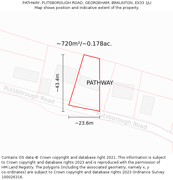PATHWAY, PUTSBOROUGH ROAD, GEORGEHAM, BRAUNTON, EX33 1JU: Plot and title map