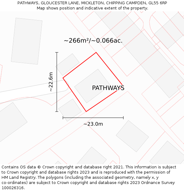 PATHWAYS, GLOUCESTER LANE, MICKLETON, CHIPPING CAMPDEN, GL55 6RP: Plot and title map