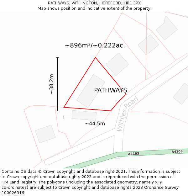 PATHWAYS, WITHINGTON, HEREFORD, HR1 3PX: Plot and title map