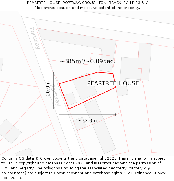 PEARTREE HOUSE, PORTWAY, CROUGHTON, BRACKLEY, NN13 5LY: Plot and title map