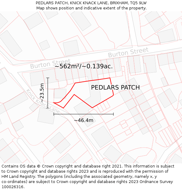 PEDLARS PATCH, KNICK KNACK LANE, BRIXHAM, TQ5 9LW: Plot and title map