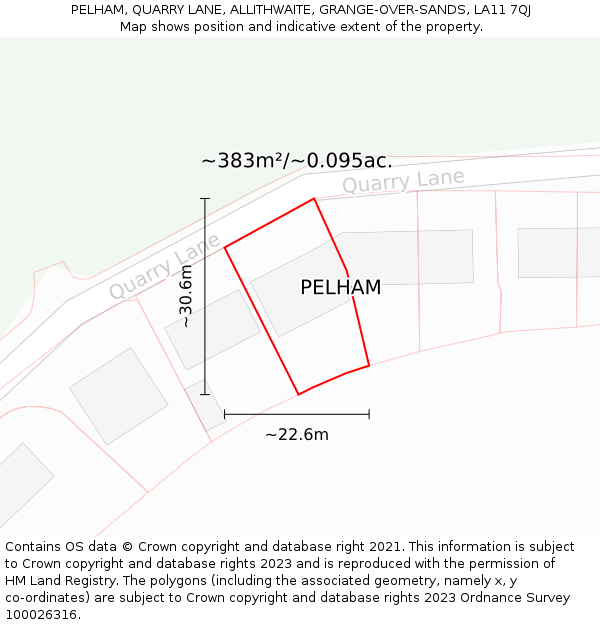 PELHAM, QUARRY LANE, ALLITHWAITE, GRANGE-OVER-SANDS, LA11 7QJ: Plot and title map