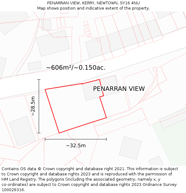 PENARRAN VIEW, KERRY, NEWTOWN, SY16 4NU: Plot and title map