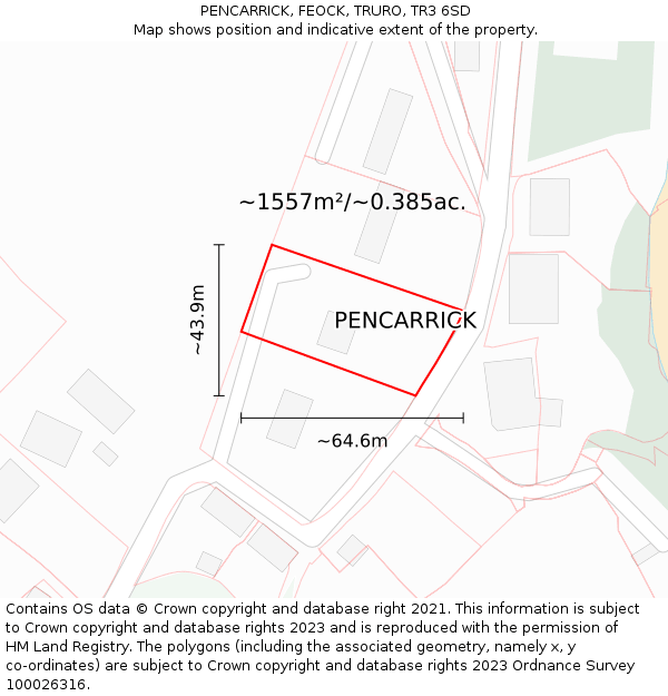 PENCARRICK, FEOCK, TRURO, TR3 6SD: Plot and title map