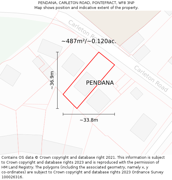 PENDANA, CARLETON ROAD, PONTEFRACT, WF8 3NP: Plot and title map