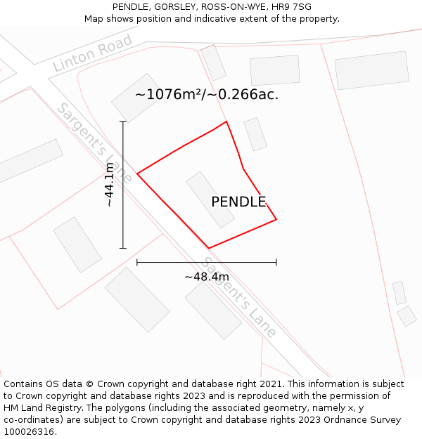 PENDLE, GORSLEY, ROSS-ON-WYE, HR9 7SG: Plot and title map