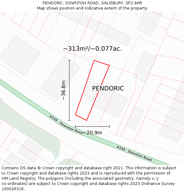 PENDORIC, DOWNTON ROAD, SALISBURY, SP2 8AR: Plot and title map