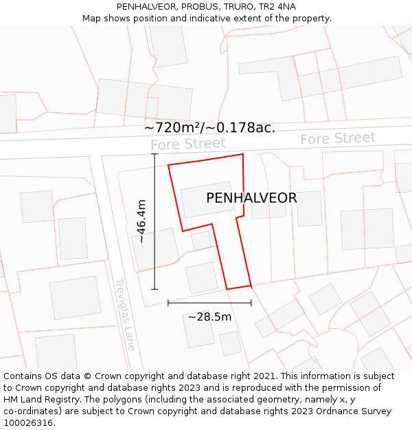PENHALVEOR, PROBUS, TRURO, TR2 4NA: Plot and title map