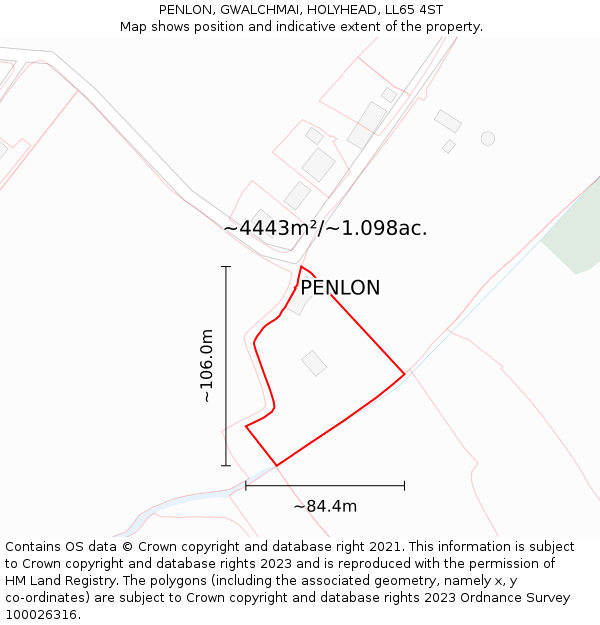 PENLON, GWALCHMAI, HOLYHEAD, LL65 4ST: Plot and title map