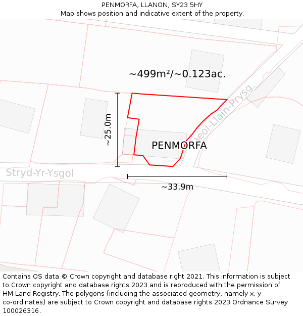 PENMORFA, LLANON, SY23 5HY: Plot and title map