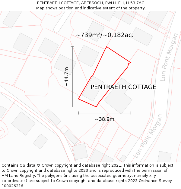 PENTRAETH COTTAGE, ABERSOCH, PWLLHELI, LL53 7AG: Plot and title map