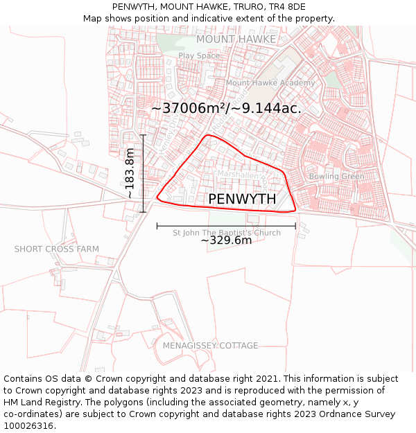 PENWYTH, MOUNT HAWKE, TRURO, TR4 8DE: Plot and title map