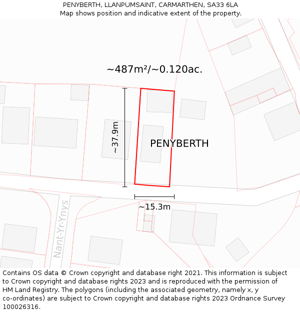 PENYBERTH, LLANPUMSAINT, CARMARTHEN, SA33 6LA: Plot and title map