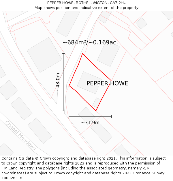 PEPPER HOWE, BOTHEL, WIGTON, CA7 2HU: Plot and title map