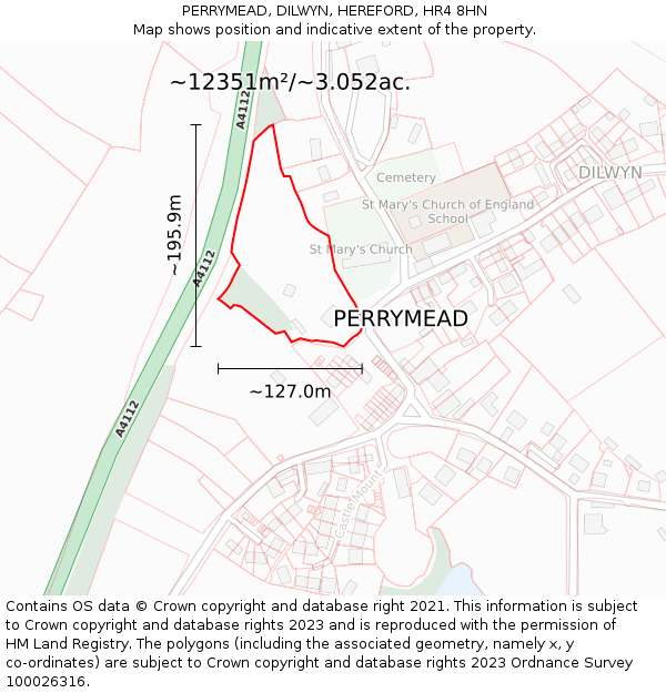 PERRYMEAD, DILWYN, HEREFORD, HR4 8HN: Plot and title map