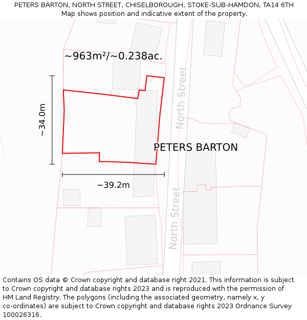 PETERS BARTON, NORTH STREET, CHISELBOROUGH, STOKE-SUB-HAMDON, TA14 6TH: Plot and title map