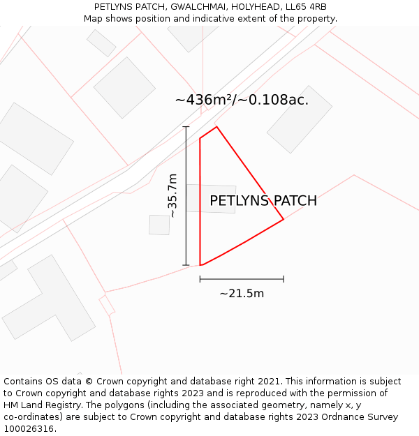 PETLYNS PATCH, GWALCHMAI, HOLYHEAD, LL65 4RB: Plot and title map