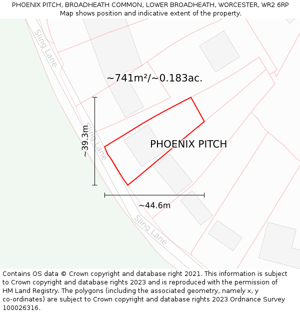 PHOENIX PITCH, BROADHEATH COMMON, LOWER BROADHEATH, WORCESTER, WR2 6RP: Plot and title map