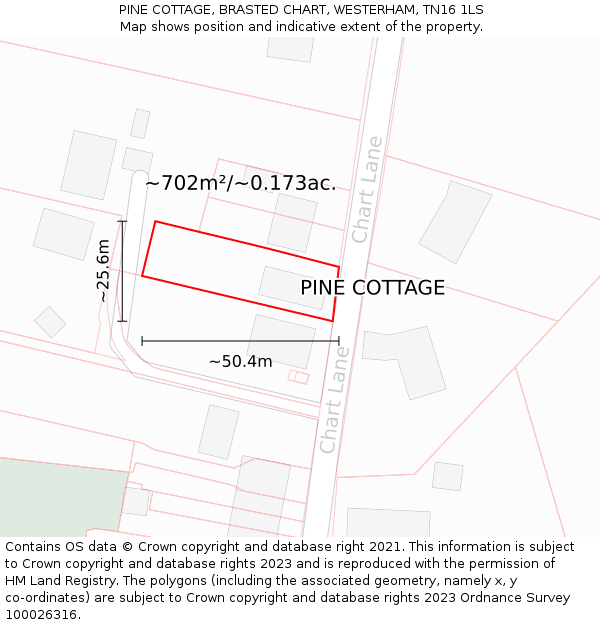 PINE COTTAGE, BRASTED CHART, WESTERHAM, TN16 1LS: Plot and title map