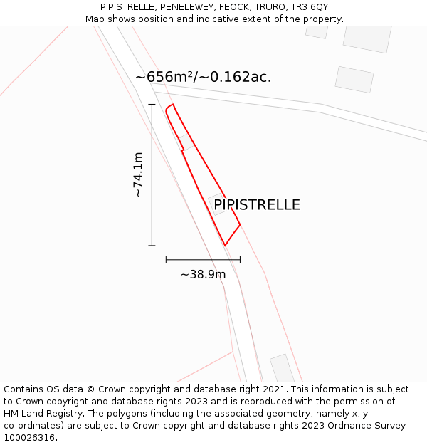 PIPISTRELLE, PENELEWEY, FEOCK, TRURO, TR3 6QY: Plot and title map