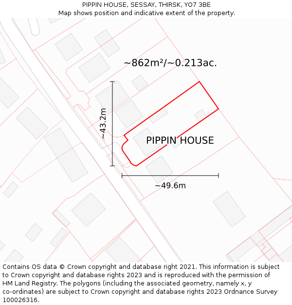 PIPPIN HOUSE, SESSAY, THIRSK, YO7 3BE: Plot and title map