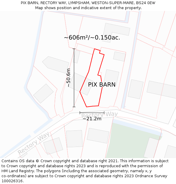 PIX BARN, RECTORY WAY, LYMPSHAM, WESTON-SUPER-MARE, BS24 0EW: Plot and title map