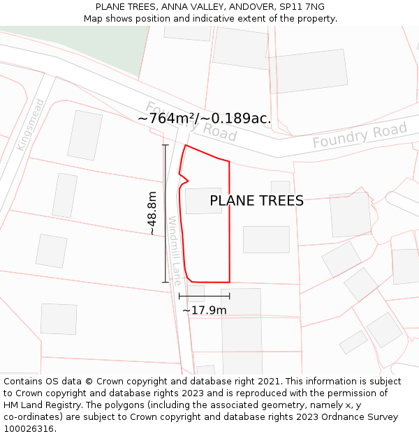 PLANE TREES, ANNA VALLEY, ANDOVER, SP11 7NG: Plot and title map