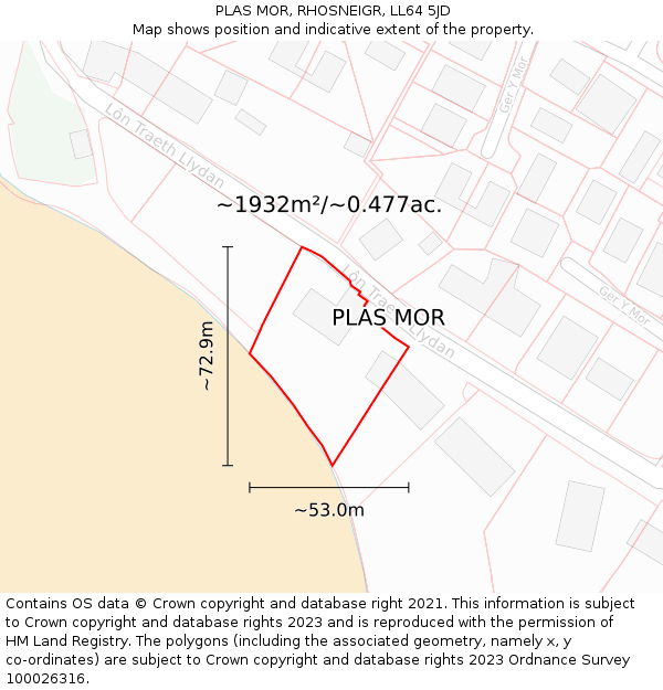 PLAS MOR, RHOSNEIGR, LL64 5JD: Plot and title map
