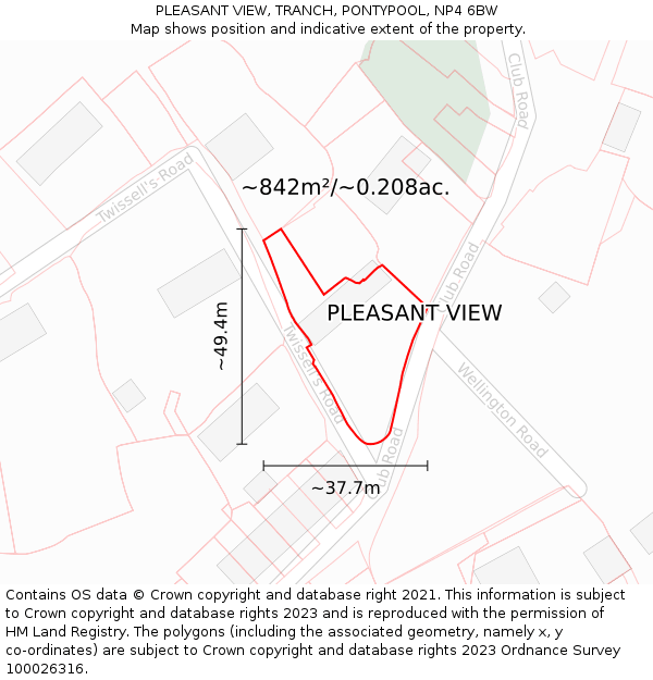 PLEASANT VIEW, TRANCH, PONTYPOOL, NP4 6BW: Plot and title map