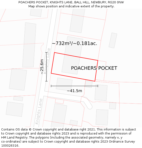 POACHERS POCKET, KNIGHTS LANE, BALL HILL, NEWBURY, RG20 0NW: Plot and title map