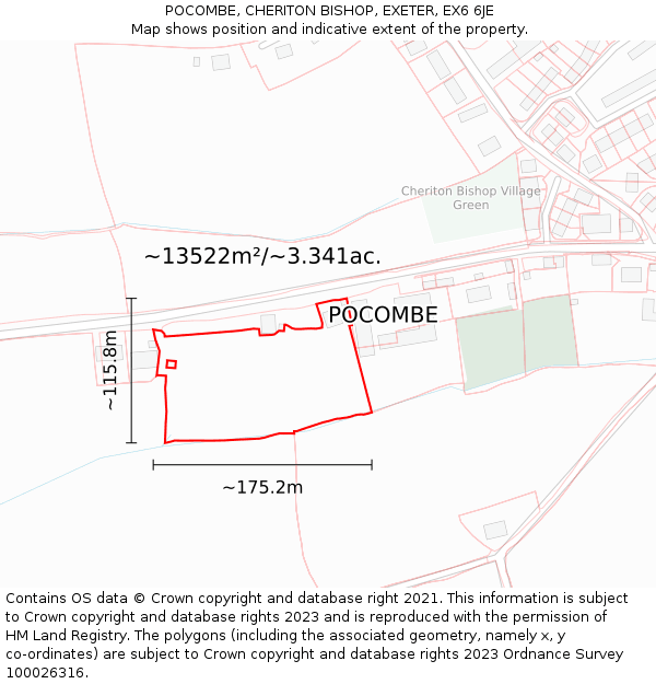 POCOMBE, CHERITON BISHOP, EXETER, EX6 6JE: Plot and title map