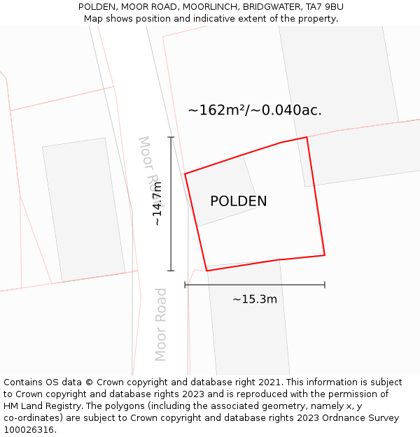 POLDEN, MOOR ROAD, MOORLINCH, BRIDGWATER, TA7 9BU: Plot and title map