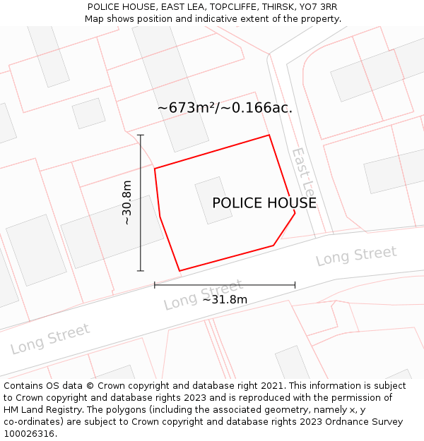 POLICE HOUSE, EAST LEA, TOPCLIFFE, THIRSK, YO7 3RR: Plot and title map