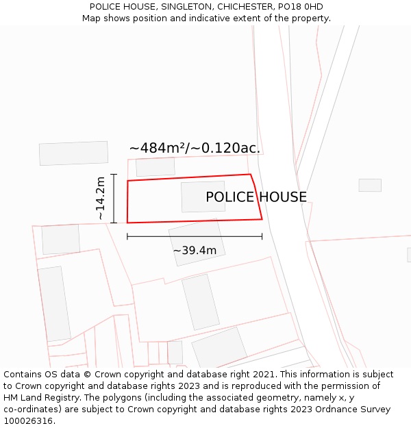POLICE HOUSE, SINGLETON, CHICHESTER, PO18 0HD: Plot and title map