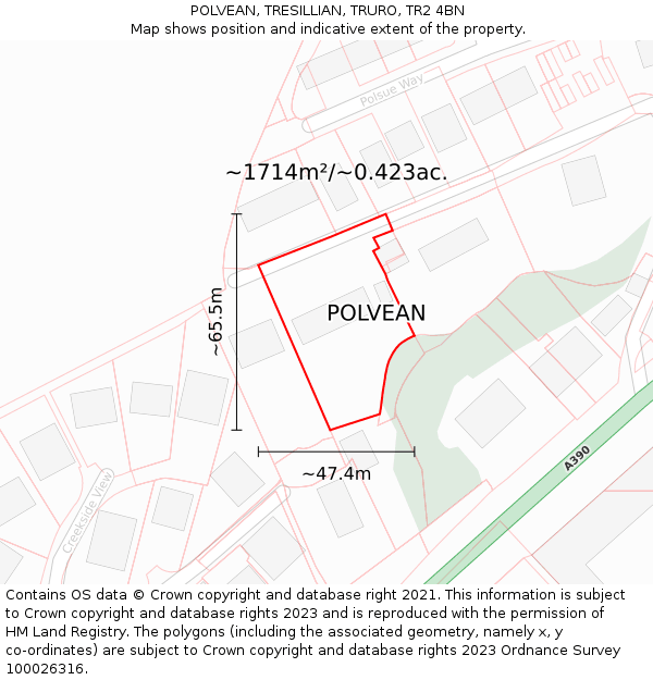 POLVEAN, TRESILLIAN, TRURO, TR2 4BN: Plot and title map