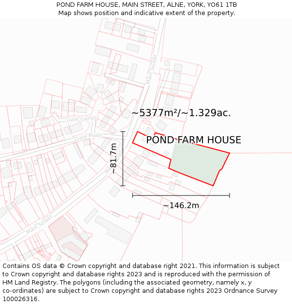 POND FARM HOUSE, MAIN STREET, ALNE, YORK, YO61 1TB: Plot and title map