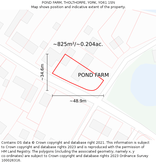 POND FARM, THOLTHORPE, YORK, YO61 1SN: Plot and title map