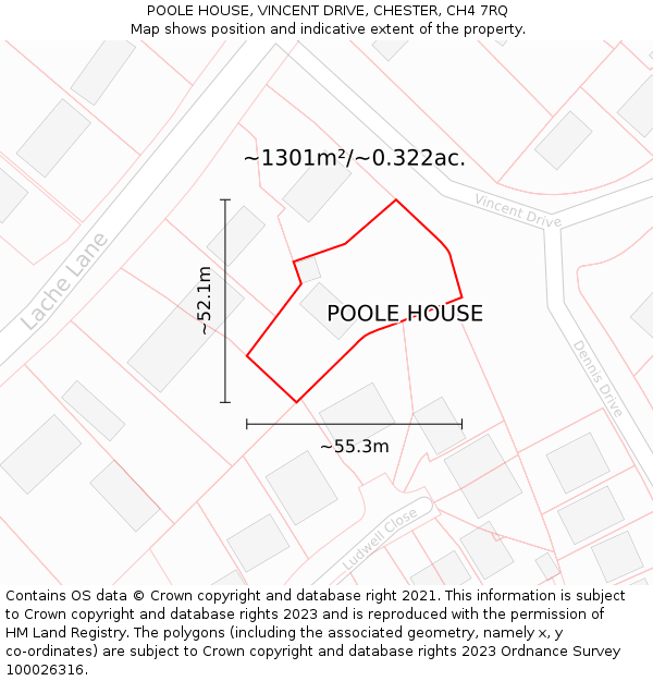 POOLE HOUSE, VINCENT DRIVE, CHESTER, CH4 7RQ: Plot and title map