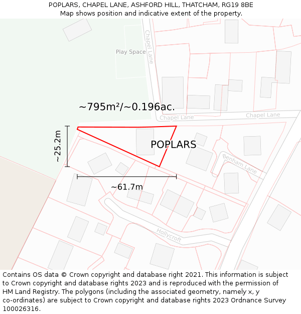 POPLARS, CHAPEL LANE, ASHFORD HILL, THATCHAM, RG19 8BE: Plot and title map