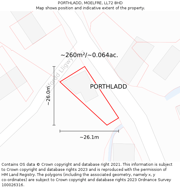 PORTHLADD, MOELFRE, LL72 8HD: Plot and title map