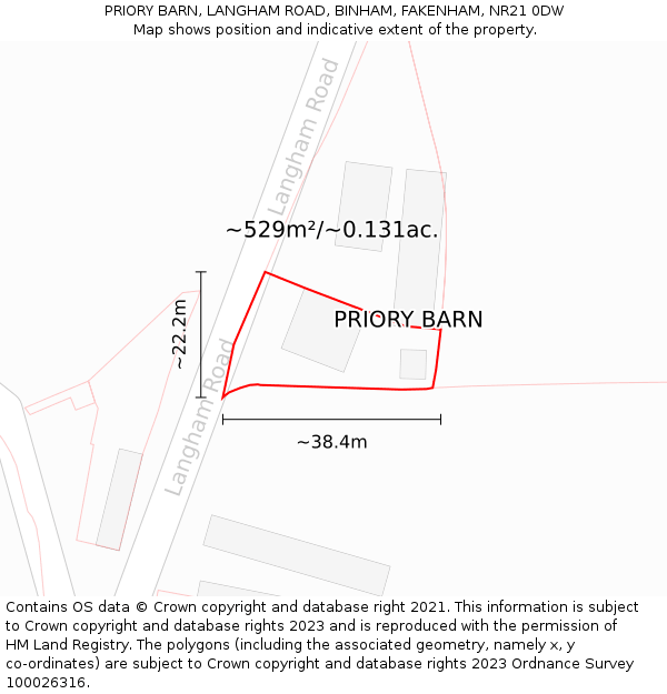 PRIORY BARN, LANGHAM ROAD, BINHAM, FAKENHAM, NR21 0DW: Plot and title map